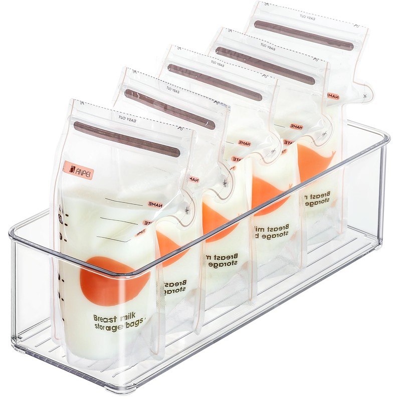 Heyuzb 4 PACK Freezer Organizer Bins Clear Stackable Storage Bins