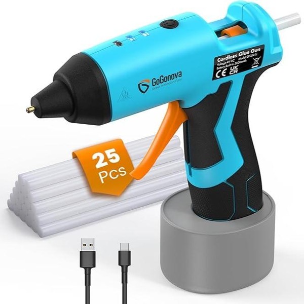 GoGonova Glue Gun, 20s Fast Preheating Anti-drip Cordless Glue Gun,