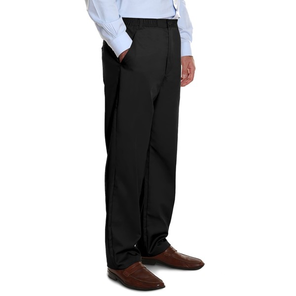 Pembrook Mens Elastic Waist Pants for Seniors with Zipper and