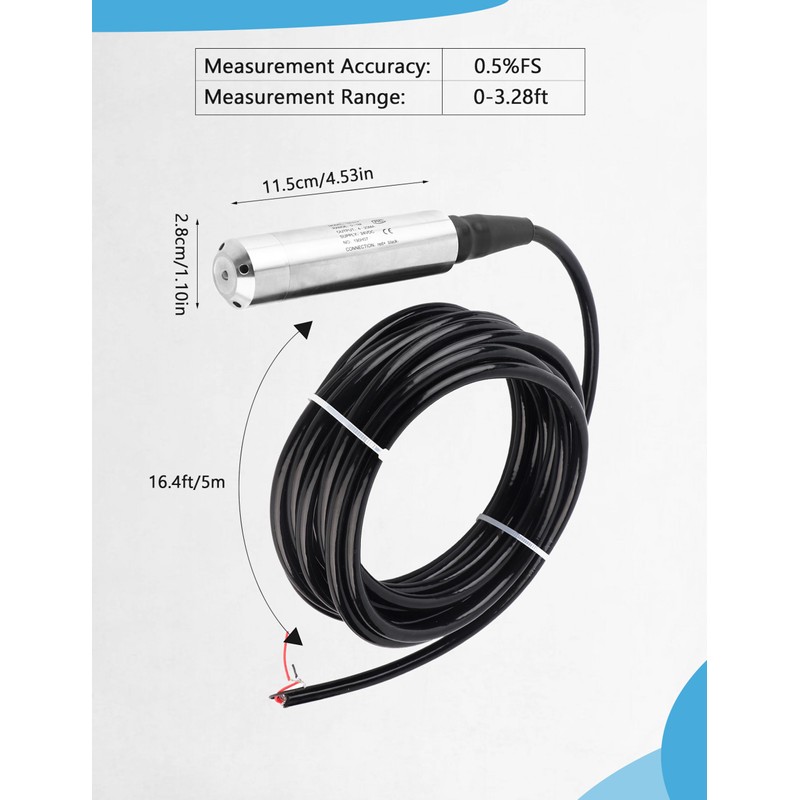 Liquid Level Sensor Cable Submersible Transmitter Water Level Sensor Detector