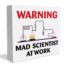 Mad Scientist Decorations Classroom Science Sign, Chemistry Laboratory Classroom Wooden Box Sign, Gifts for Teachers Scientists Science Lovers