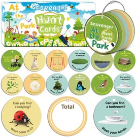 Scavenger Hunt Game for Kids Toddler Outdoor at The Park, Scavenger Hunt Cards for Family Adult & Children Outdoor Hunt Activity, Find and Seek Indoor Card Game Gifts for Ages 3+