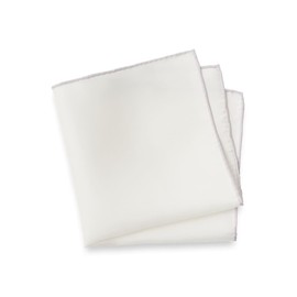 Paul Fredrick Men's Solid Silk Pocket Square White One Size