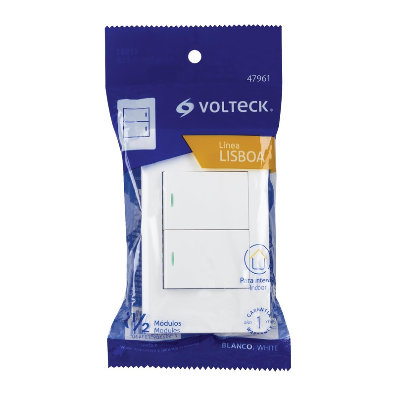 Volteck PA-APDO15-ELB, Placa armada blanca 1 interruptor sencillo y 1