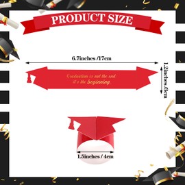 30pcs Graduation Paper Napkin Rings with Gold Foil Inspirational Word Graduation Cap Napkin Ring Holders for Graduation Party Celebration Holiday Dinner Table Decorations(Red)