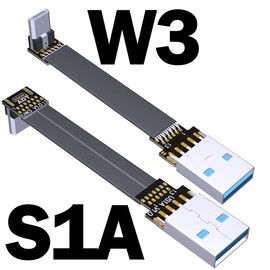 ADT-Link USB 2.0 Micro B Male to Type A Male Extension Ribbon Cable Fold 90 FPV Slim Flat Soft Flexible FPC (30cm, S1A-W3)