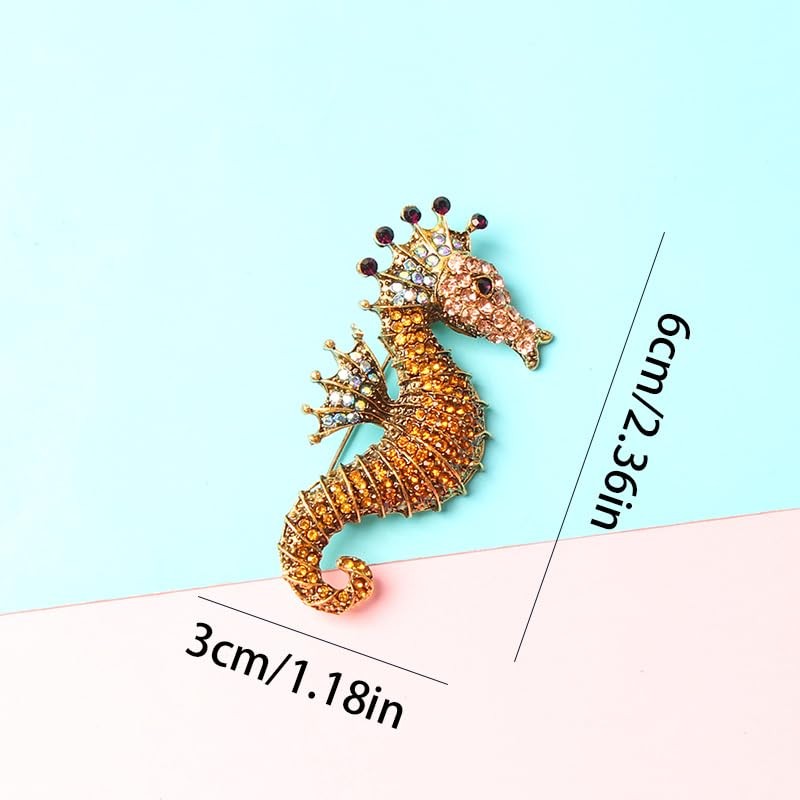 NOIAFZY 3PCS Shiny Rhinestone Seahorse Brooch - Retro Sparkling Sea