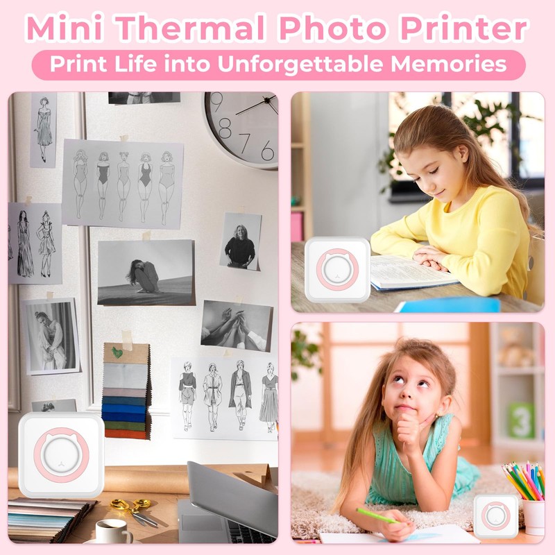 CIANBIFN Mini Printer, Mobile Photo Printer, Wireless Photo Printer, Thermal