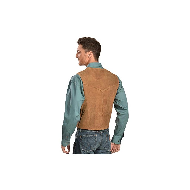 Scully Men's Calfskin Suede Snap Front Vest Rust X-