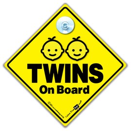 Twins On Board Sign, Baby On Board Sign for Twins, Twins on Board, Car Sign, Designed to Be Other Road Participants Twins in the Car, 14cm x 14cm x 2cm