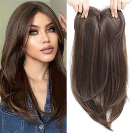 Hair Toppers for Thinning Hair 18inch Hair Pieces for Women 6.5X6.5 Inch Hair Topper Adding Extra Hair Volume, Natural Straight Hair Piece Super Soft Feel Like Real Hair