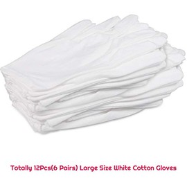 6 pares de guantes de algodón blanco para manos secas, eczema spa, guantes de trabajo para servir inspección de disfraces