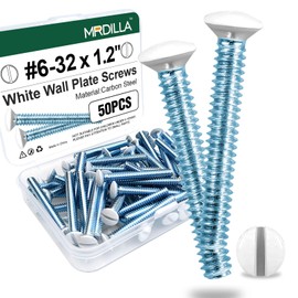 50Pcs #6-32x1.2 Thread Wall Plate Screws, Outlet Cover Screws White,White Electrical Panel Outlet Screws