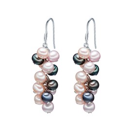 Valero Pearls Women's Earrings 925 Sterling Silver with Freshwater Cultured Pearls, Silver, Pearl