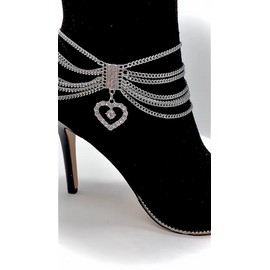 Alwasytyle4you Women Silver Metal Chain Boot Bracelet Shoe Anklet Heart Charm Fashion Jewelry