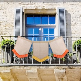 Muka 6 Pcs Blank Garden Flags with Ruffle, Burlap Lawn Yard Banners, 12" X 18"-Orange