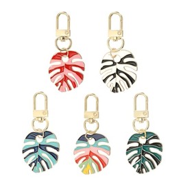 PATIKIL Plant Keychains, 5 Pack Enameled Keychain Cute Plant Leaf Enamel Pendant Keyring Purse Bag Accessories Car Ring Pendant for Handbag Keys, Multicolored