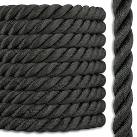 Black Nylon Rope | 3 Strand Twisted | 100% Nylon | 3/8 in. x 50 feet