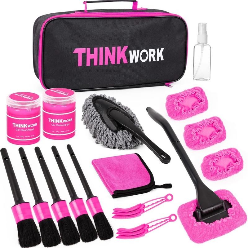 【Mother's Day】THINKWORK Pink Portable Vacuum Cleaner Kit with 8000PA Cordless