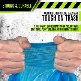 Aluf Plastics 65 Gallon Blue Trash Bags - (Pack of 50) - 2.0 MIL (Equivalent) - Garbage or Recycling Bags 50" x 68" - Large Plastic Can Liners - for Industrial, Home, Contractor, Recycling