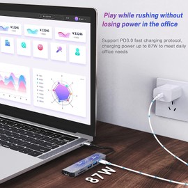 USB C HUB, Multiport USB C Adapter for MacBook Pro & Air Accessories, 6 in 1 Dongle HUB with 4K HDMI, USB 3.0, SD/TF Card Reader, 100W PD Compatible for Laptop and Other Type-C Devices