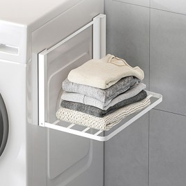 Chingcoo Washing Machine Magnetic Shelf, Clothes Airer, Extendable, Washing Machine Attachment for Dryer, 40.5 x 25 cm, Washing Machine Organiser for Towels, Hangers, Dirty Laundry (White)