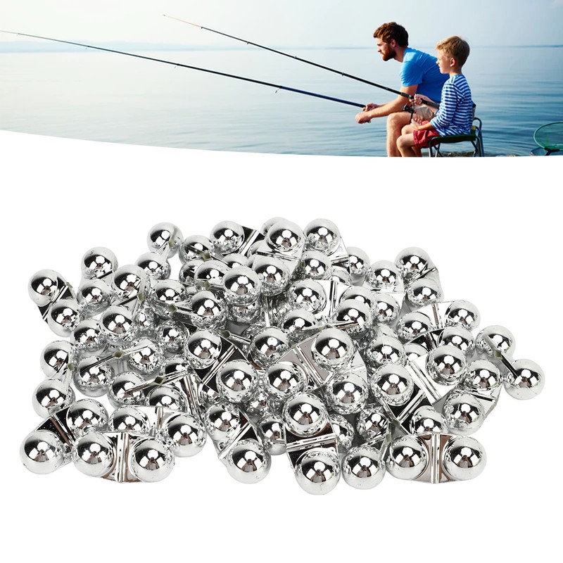 50PCS Fishing Double Rattle Metal Sea Fishing Attractor Bell Beads