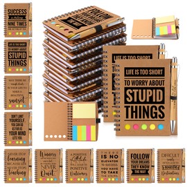 Yeaqee 150 Set Inspirational Gifts Spiral Notebooks with Sticky Notepads Motivational Bamboo Ballpoint Pens Student Back School Gift Thank You Gift for Teacher Coworker Employee Appreciation Journals