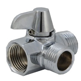 Shower Flow Diverter, Made of Solid BRASS with BRASS Lever Handle - By PlumbUSA (Chrome)