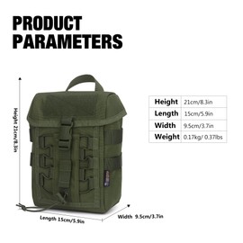 Mardingtop Molle Pouch, Tactical Molle Drawstring Pouch, Adjustable Military Molle Canteen Pouch,Carry-On Molle Bag for Daily Using, Hiking, Camping, Trekking, Outdoors, Army Green