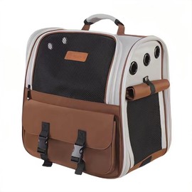 Falytemow Cat Carrier Backpack Small Pet Carrying Bag with Breathable Mesh Collapsible Waterproof Cat Case for Hiking Camping Travel (Brown, Medium)