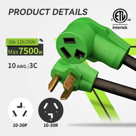 RVMATE 3 Prong Dryer Extension Cord 50 Feet, 30 Amp NEMA 10-30P to 10-30R 125V/250V Waterproof PVC Jacket, Perfect for Dryer Power Extension, ETL Listed