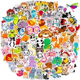 Animal Stickers for Kids 200 Pcs Cute Animal Stickers, Water Bottle Stickers for Kids, Waterproof Vinyl Stickers, Teacher Stickers for Students, Prizes for Kids Classroom, Animal Lover Gifts for Kids
