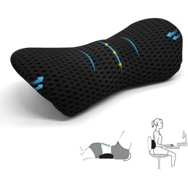 Lumbar Cushion Back Cushion, Memory Foam Back Support Cushion, Non-Slip Lumbar Support, Lumbar Support Cushion for Office Chair and Car Seat for Bed, Sofa, Chair, Car and Office Chair (Black)