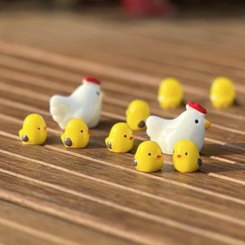 NMOHYDEU Cute Mini Chickens Car Dashboard Accessories Fun Chicks Car Rearview Mirror Decor Car Mirror Interior Ornaments, Fairy Garden Landscape Decor Home Decor Car Gifts