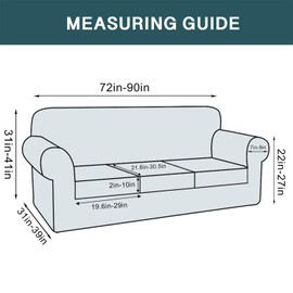 FantasDecor 4 Piece Sofa Velvet Couch Covers for 3 Cushion Stretch Slipcover with Individual Seat Cushion Elastic Furniture Protector for Pets, Machine Washable (Sofa, Luggage)