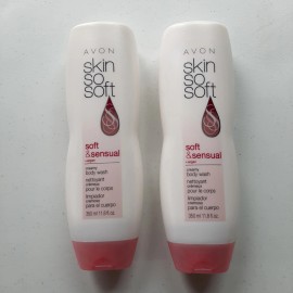 Avon 2 Pack Avon Skin So Soft Soft & Sensual creamy body wash cleanser 11.8 oz argan