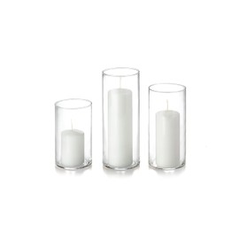Yummi Set of 3 Slim Pillars and Cylinder Vases - White