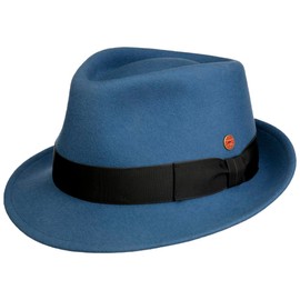 Mayser Classico Trilby Hat Women/Men – Made in the EU Wool Hat Felt Hat Men's Hat with Grosgrain Ribbon Winter Spring Summer Autumn Winter, blue, 55
