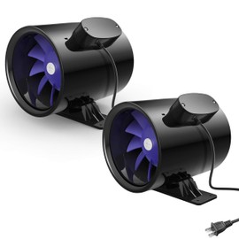 iPower Silent Inline Duct Ventilation Booster Fan 6 Inch 300 CFM Quiet Vent Exhaust Blower for Hydroponics Grow Tent Greenhouse Kitchen Bathroom, 2 Pack, Black