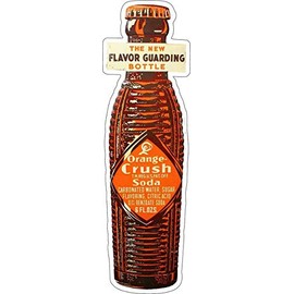 American Collectibles Orange Crush Soda Bottle Plasma Metal Sign, Vintage Advertisement Reproduction