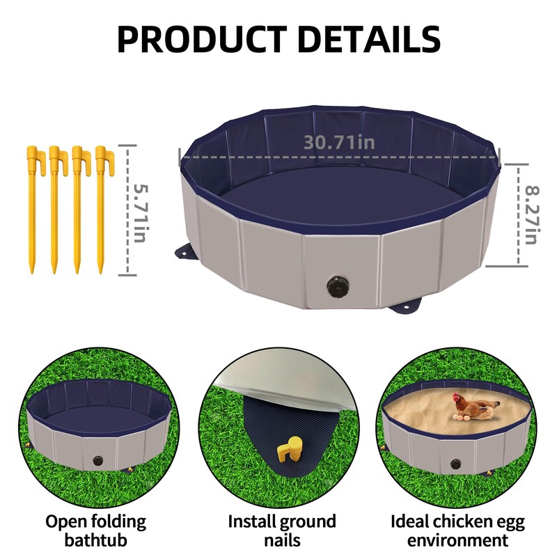 Chicken Dust Bath Tub, Chicken Coop Lime Cleaner Container, 32"