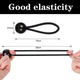 FUZVOL 15 Pcs Elastic Bungee Cord with Balls,Stretchy Bungee Straps,Heavy Duty Adjustable Bungee Ties for Camping Tarp, Tarpaulin, Banner Flag Poles and other Household Items