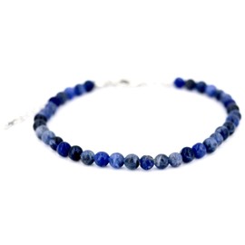 Taddart Minerals - Blue Sodalite Natural Gemstone Anklet with 4mm Balls and Extender - Handmade, Sodalite
