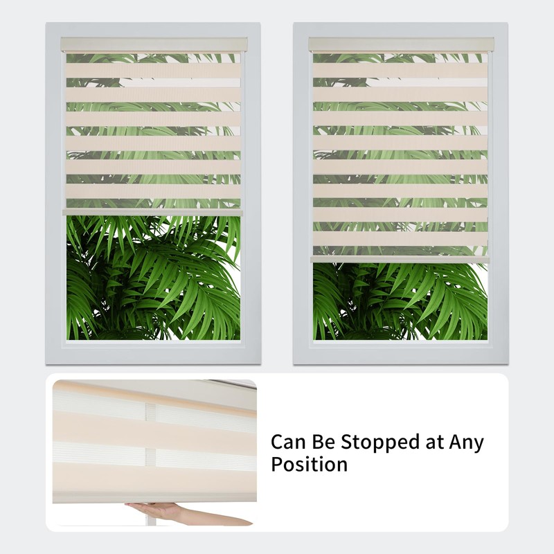 Joydeco Cordless Zebra Blinds for Windows, Dual Layer Light Control