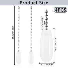 4 PCS Wooden Ceiling Fan Pull Chains, 12-Inch Chains Fan Decorative Cord Extenders, for Chandeliers, Fans, Bedrooms, Living Rooms, and Dining Rooms (White)