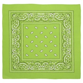 Lime Green Paisley Bandanas - Dozen Packed 22x22