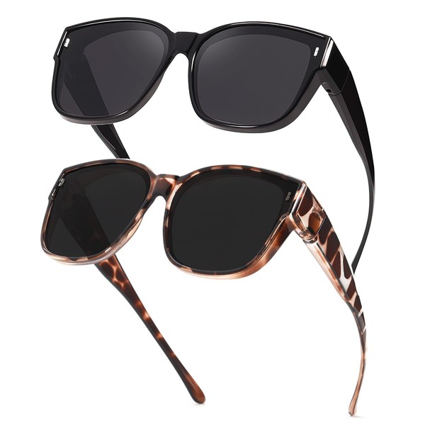 Myiaur 2er Pack Überzieh Sonnenbrille für Damen Übergroße Stylische Überbrille