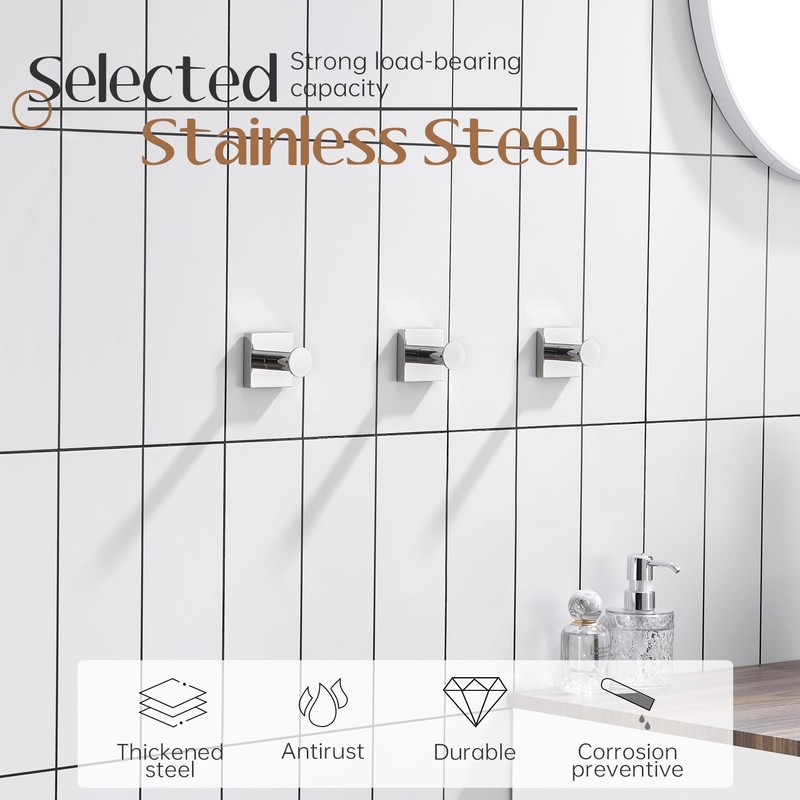 KOKOSIRI Hooks for Hanging Towels Chrome Bathroom Hand Towel Hooks