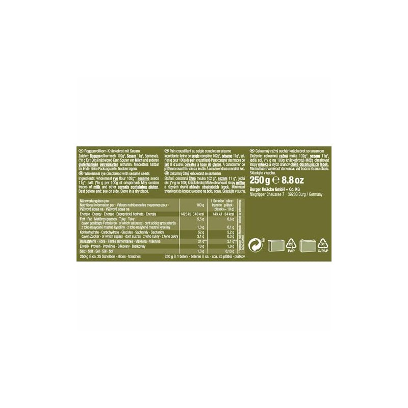 usy Bundle for Burger the Landknäcke Sesame Nutty Aromatic (250